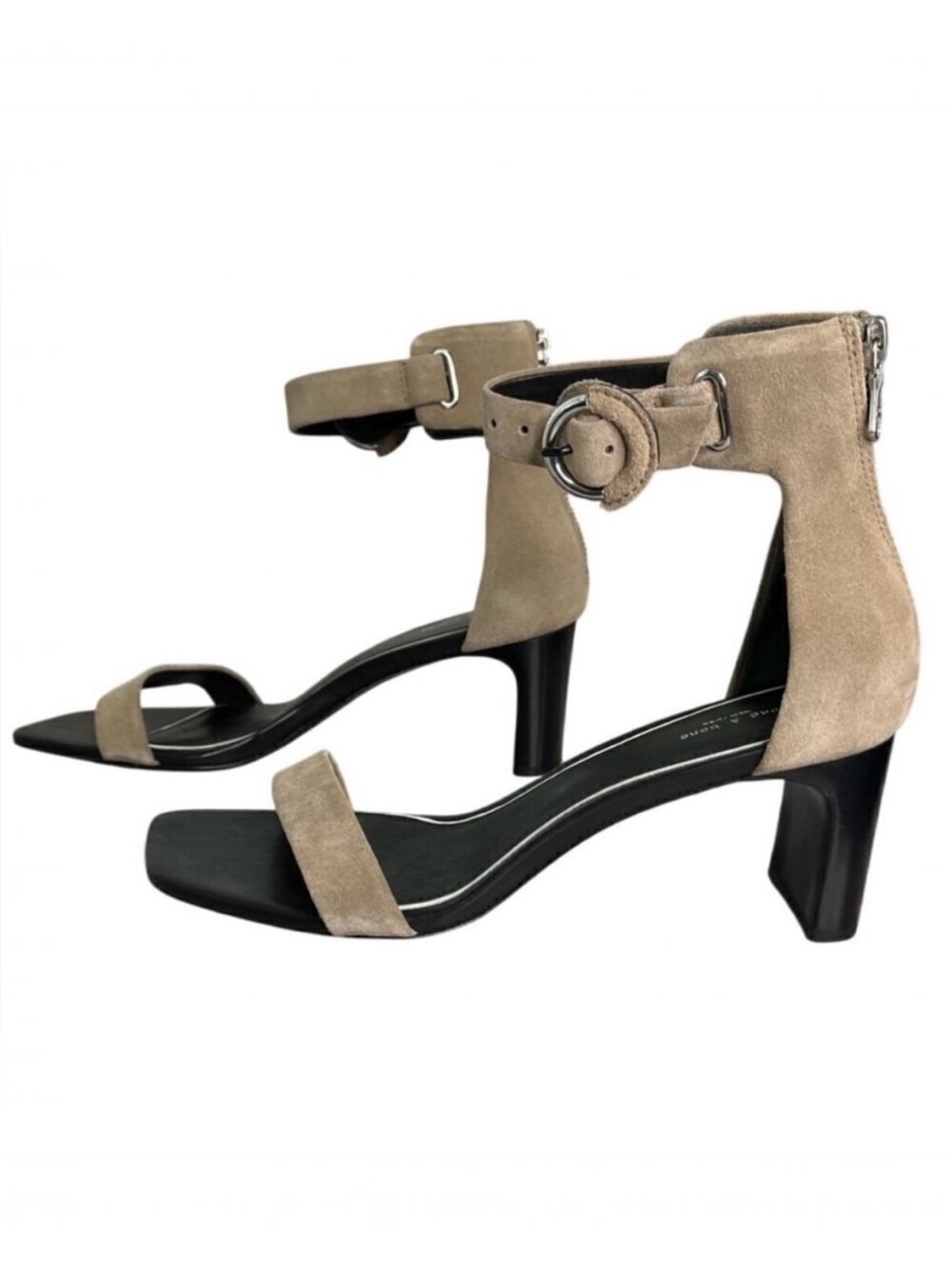 Rag & Bone Ellis Beige Suede Block Heel Sandals Size 8 NWT